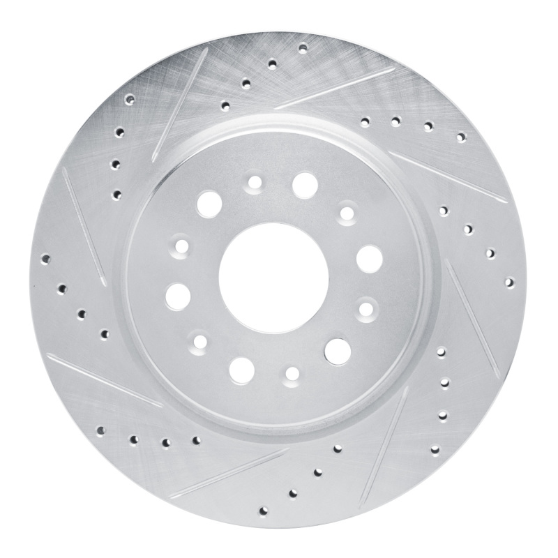 Buick Enclave Brake Rotor (1) - Rear Left - R1 Concepts - Drilled & Slotted - Silver - `17-`25